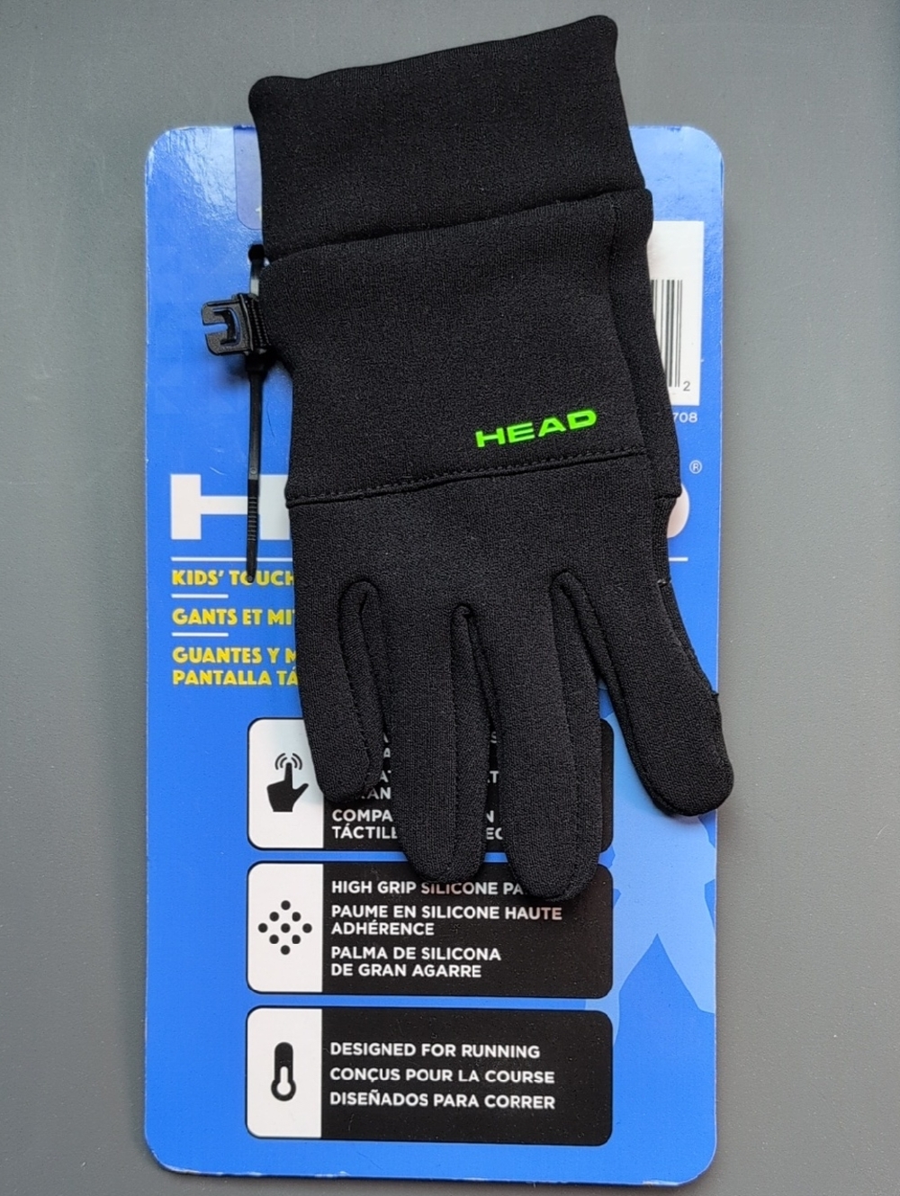 Head Kid's Touchscreen Running Gloves with Neon Green Accent NWT